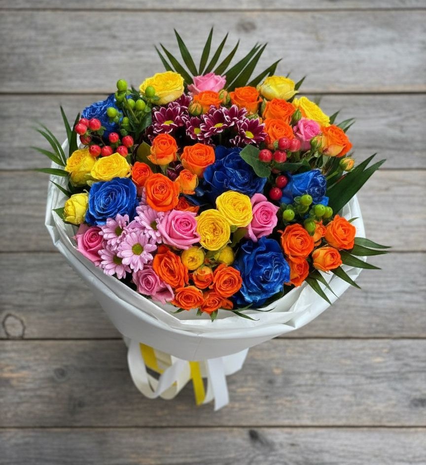 Букет цветов из: Розы и Хризантемы в Лесной