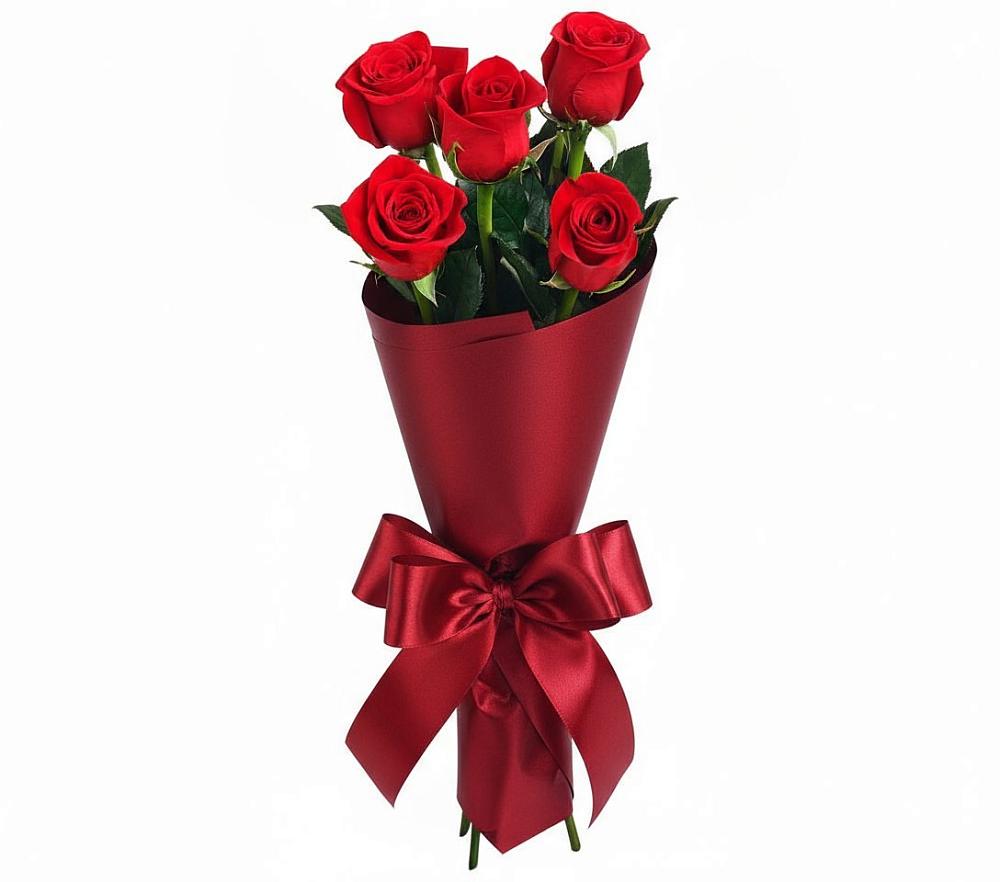 Букет 5 Красных роз Эдлесс Лав в Лесной