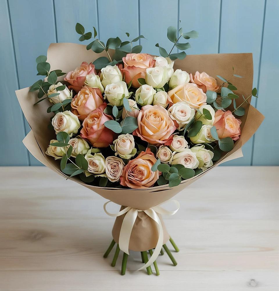 Букет цветов из: Альстромерии и Розы в Лесной