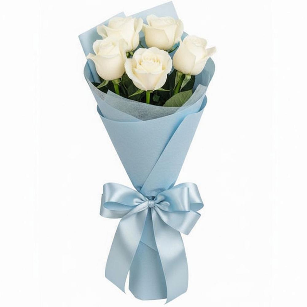 Букет 5 Белых роз Проуд в Лесной