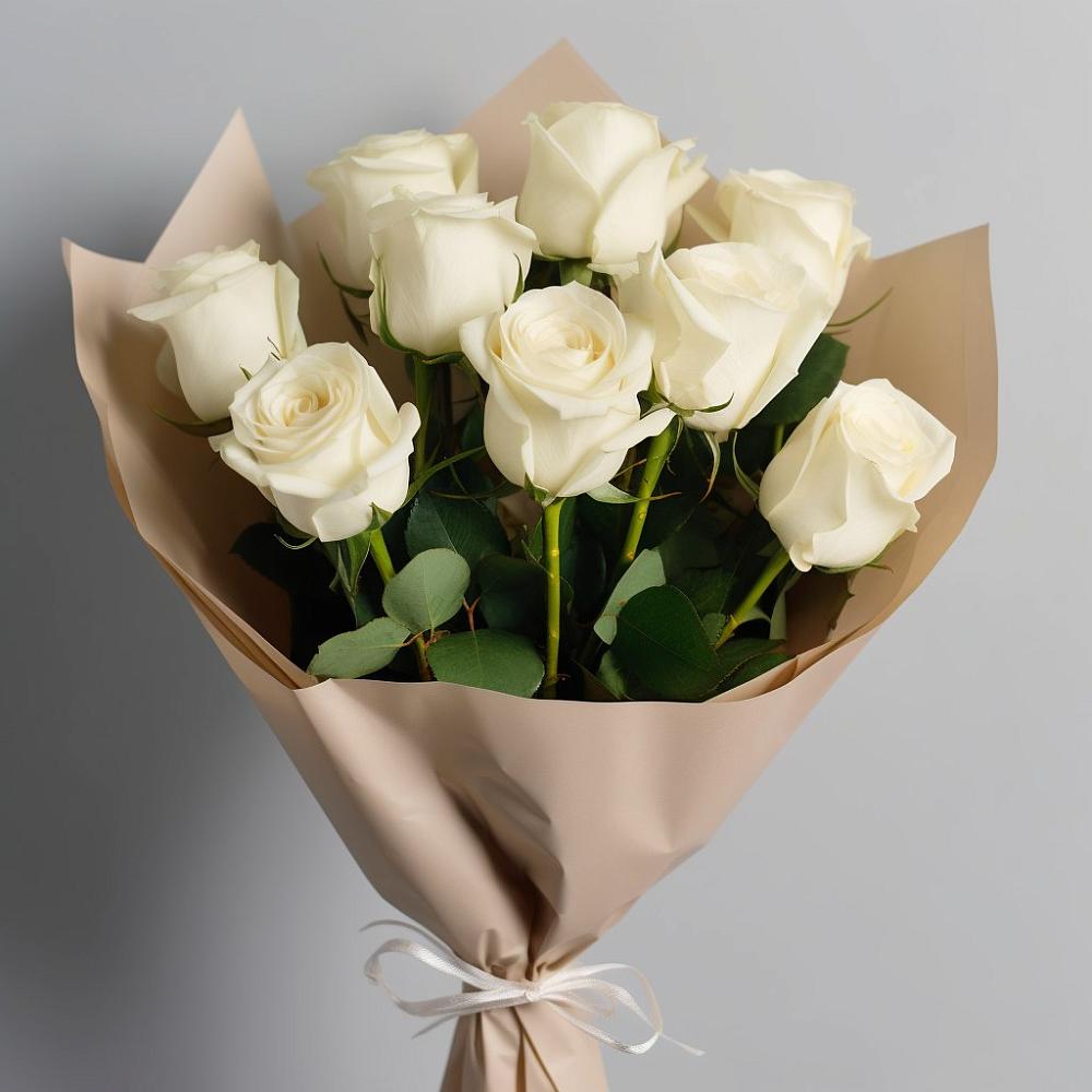 Букет 9 Белых роз Эдлесс Лав в Лесной