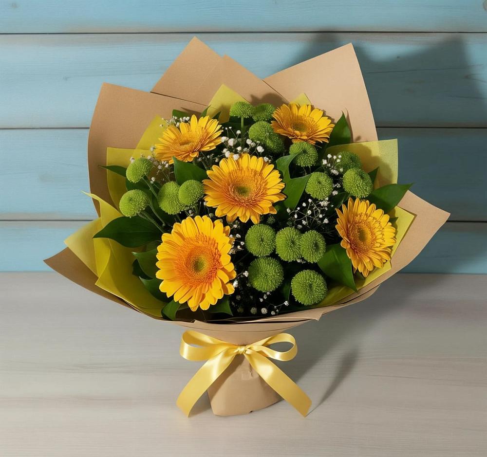 Букет цветов из: Герберы и Хризантемы в Лесной