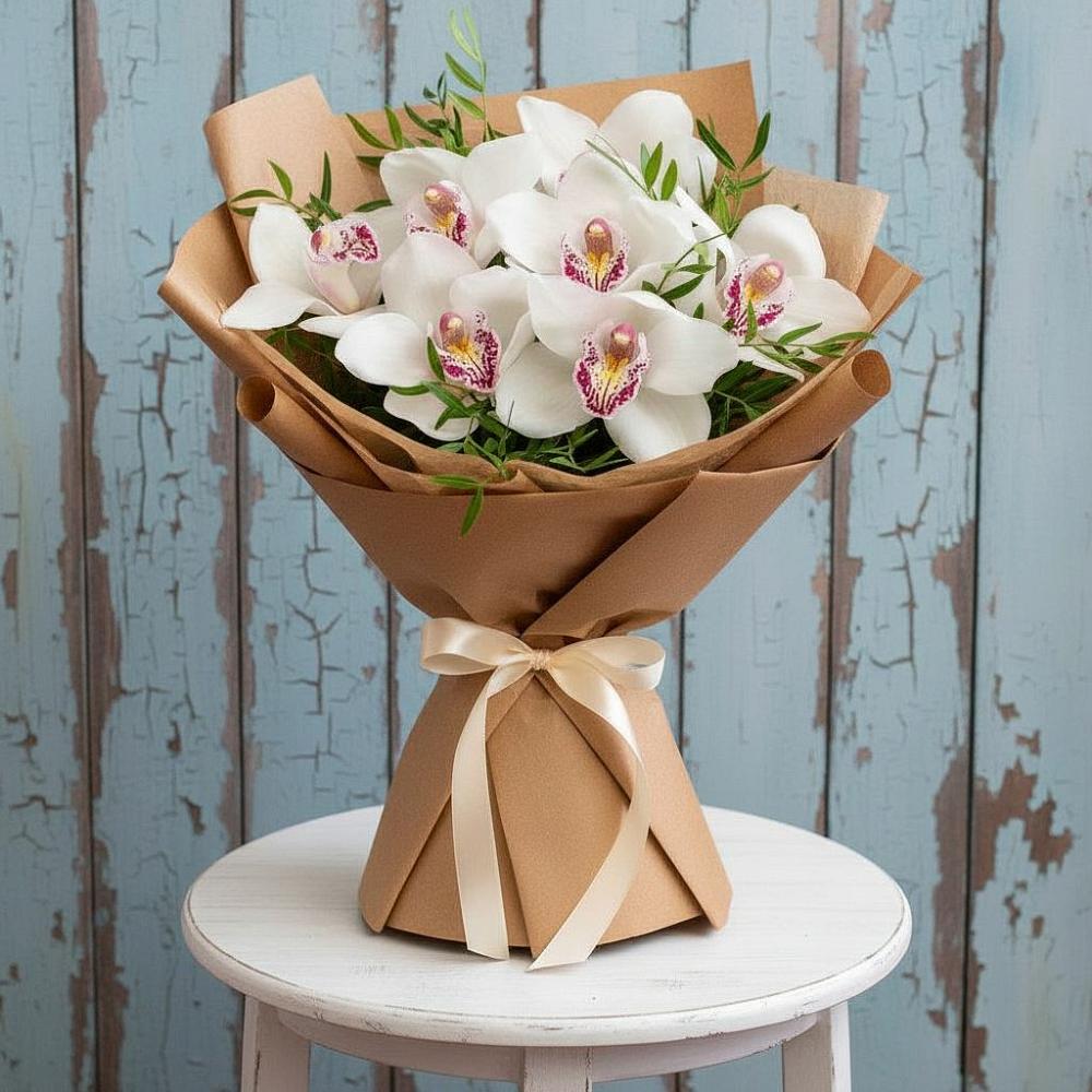 Букет цветов из: Орхидеи и Розы в Лесной