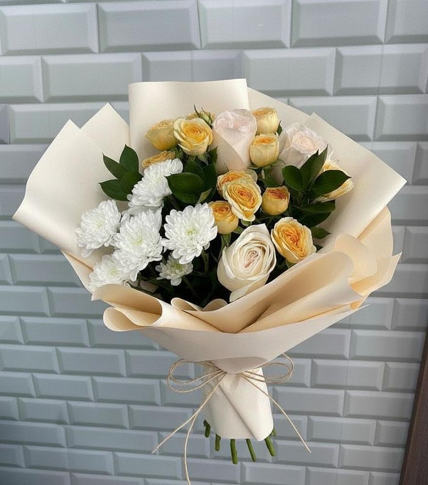 Букет цветов из: Розы и Хризантемы в Лесной