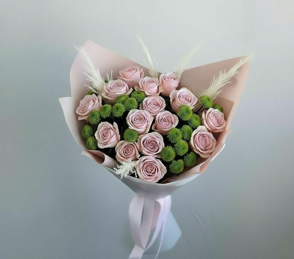 Букет цветов из: Розы и Хризантемы в Лесной