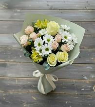 Букет цветов из:  Альстромерии, Розы и Хризантемы в Лесной