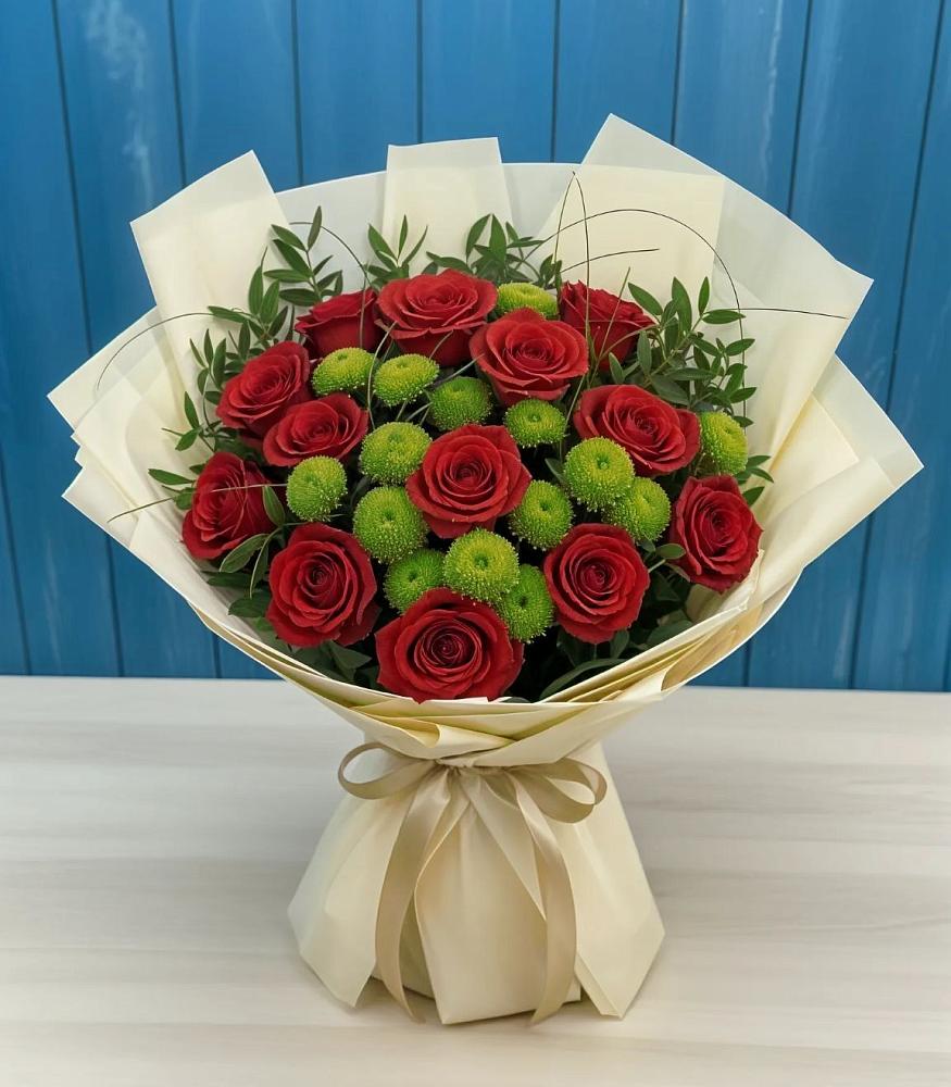 Букет цветов из: Розы и Хризантемы в Лесной